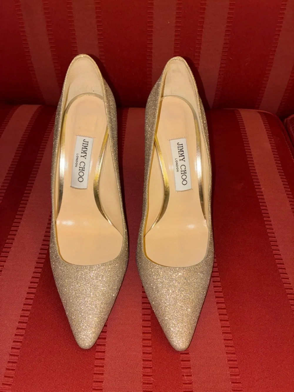 Jimmy Choo Romy 85 Glitter Pointed Toe Pumps Sz 39 - Picture 3 of 6